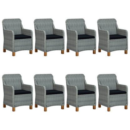 -Delige Tuinset Met Kussens Poly Rattan Lichtgrijs 9 Nee light grey and black