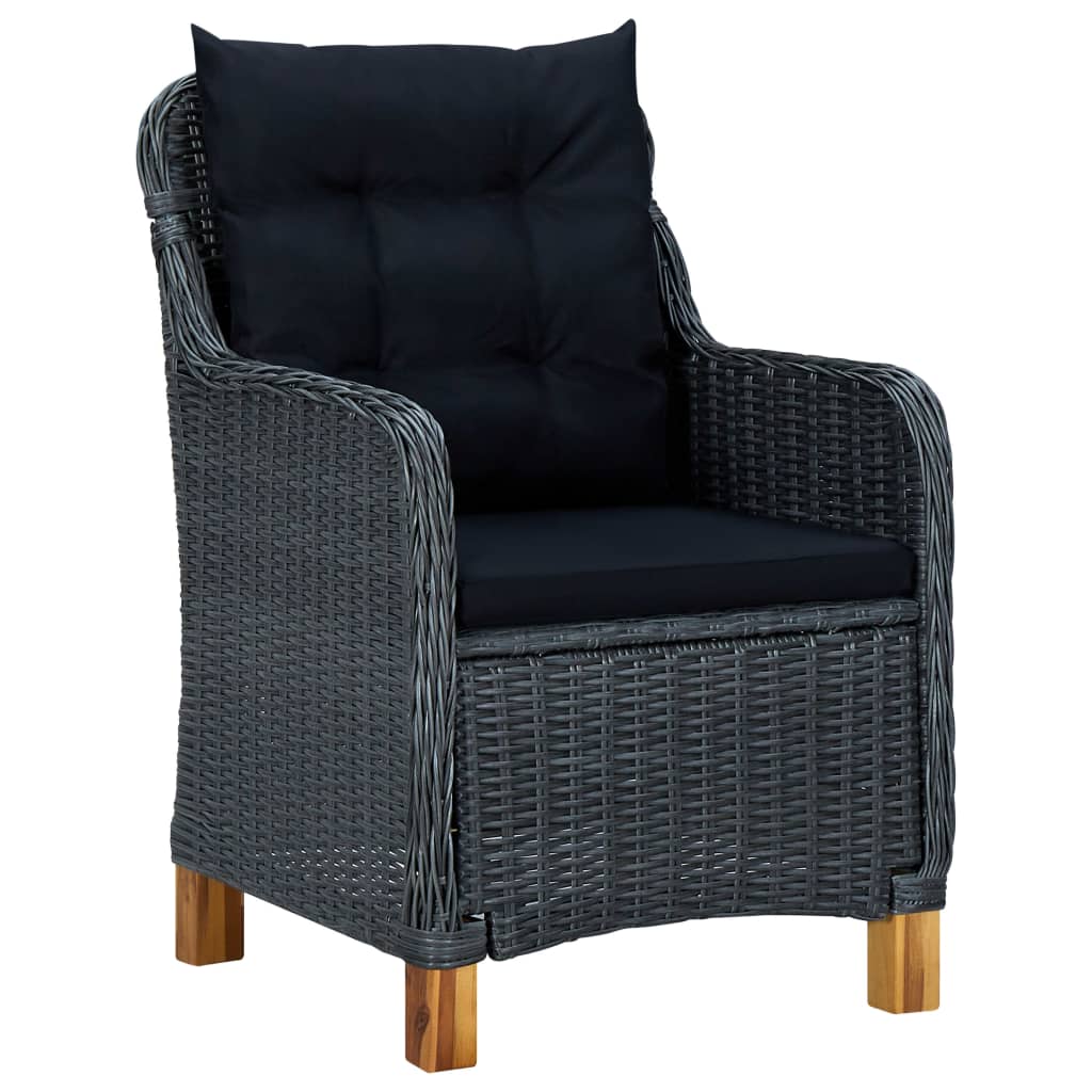 -Delige Loungeset Met Kussens Poly Rattan Ja Donkergrijs