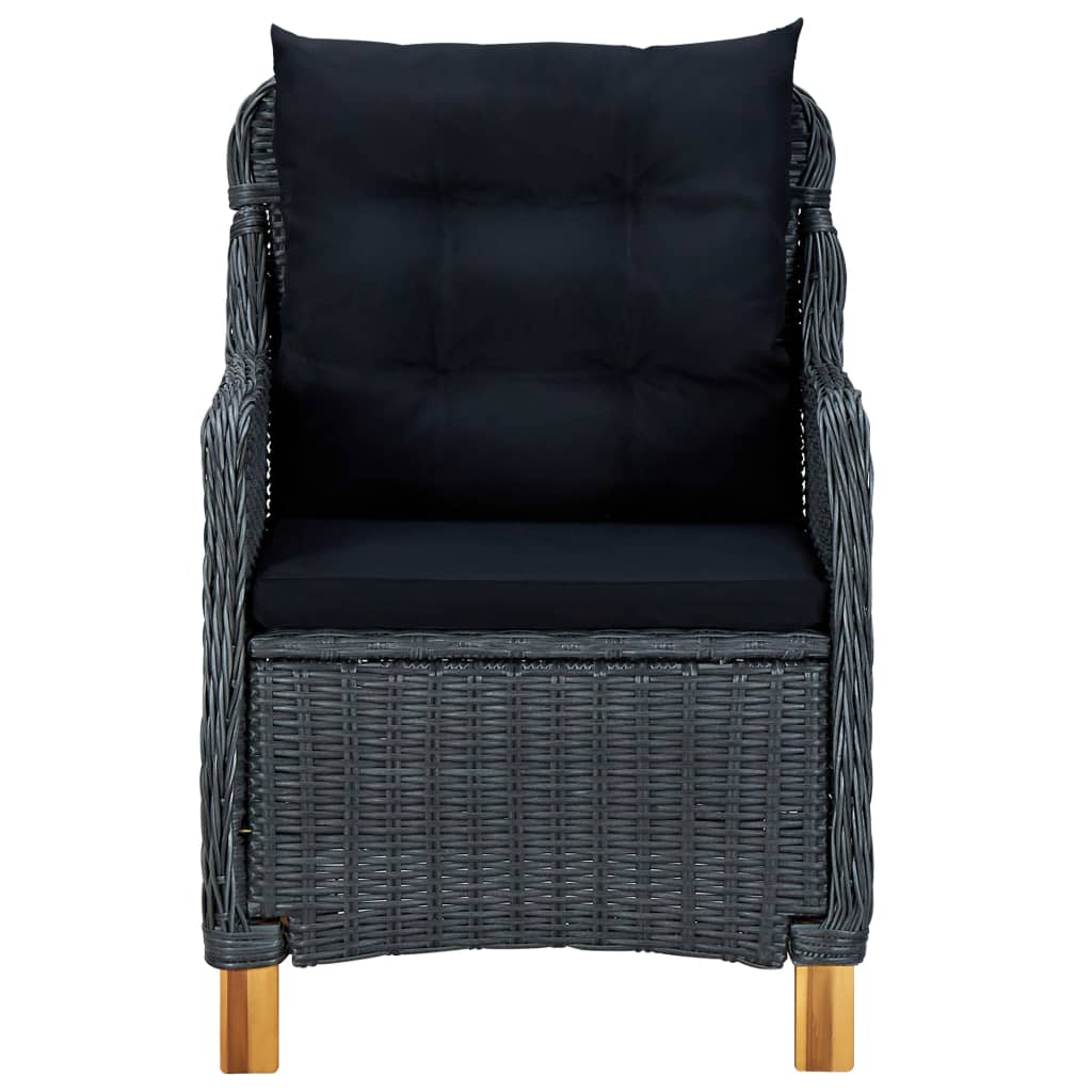 -Delige Loungeset Met Kussens Poly Rattan Ja Donkergrijs