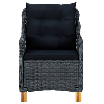 -Delige Loungeset Met Kussens Poly Rattan Ja Donkergrijs