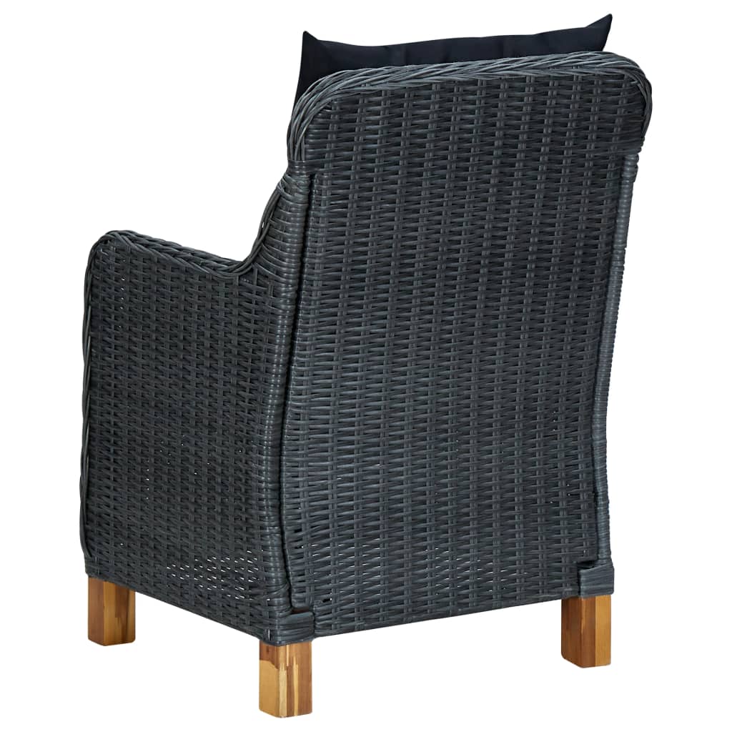 -Delige Loungeset Met Kussens Poly Rattan Ja Donkergrijs