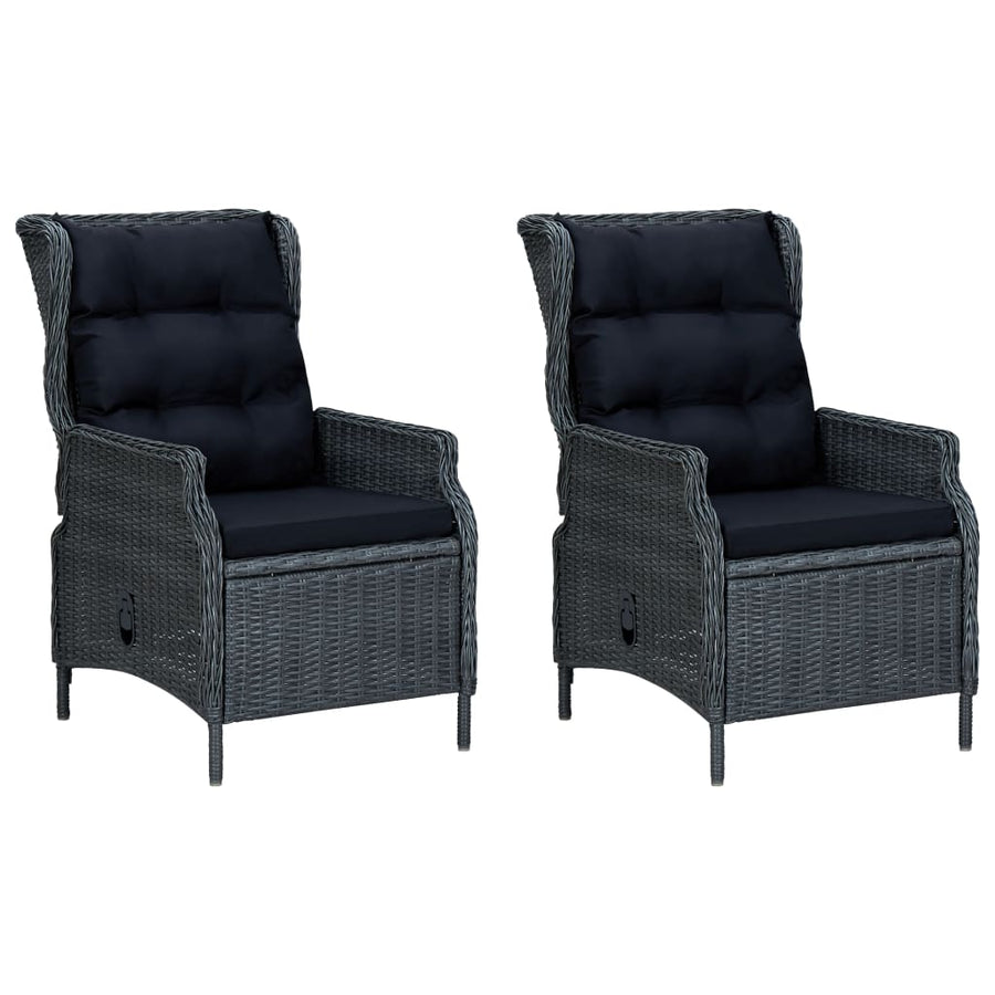 -Delige Tuinset Met Kussens Poly Rattan Nee Donkergrijs en zwart