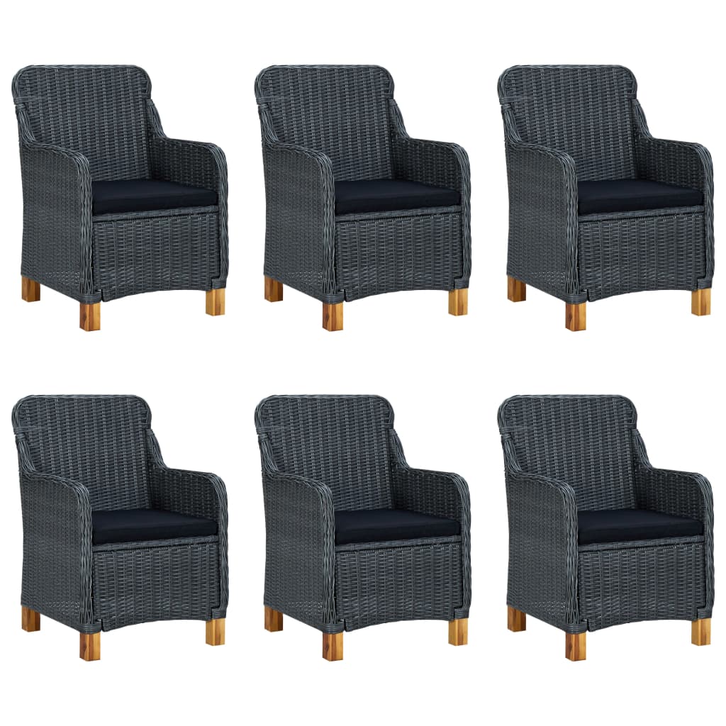-Delige Tuinset Met Kussens Poly Rattan Nee Donkergrijs en bruin