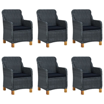 -Delige Tuinset Met Kussens Poly Rattan Nee Donkergrijs en bruin