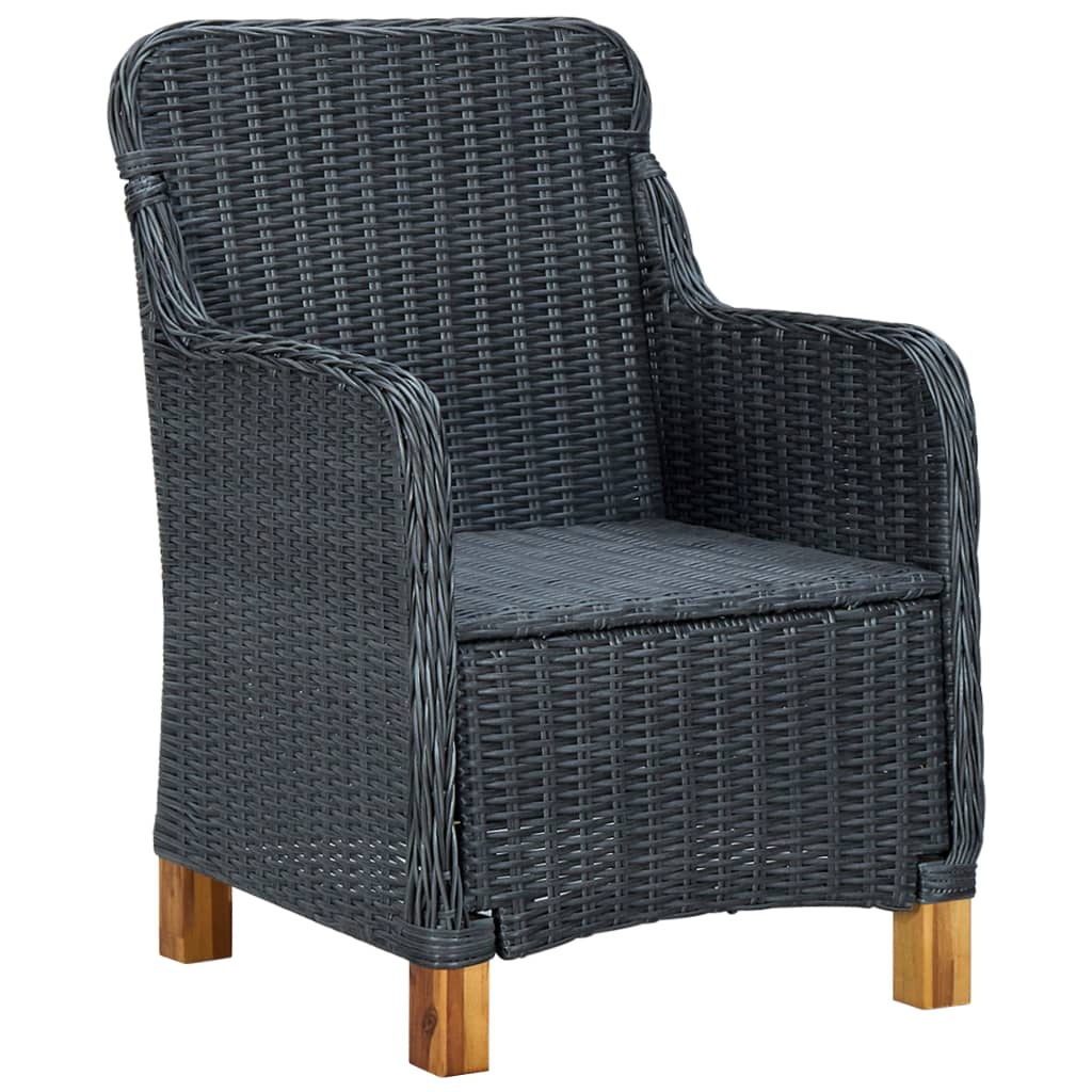 -Delige Tuinset Met Kussens Poly Rattan Nee Donkergrijs en bruin