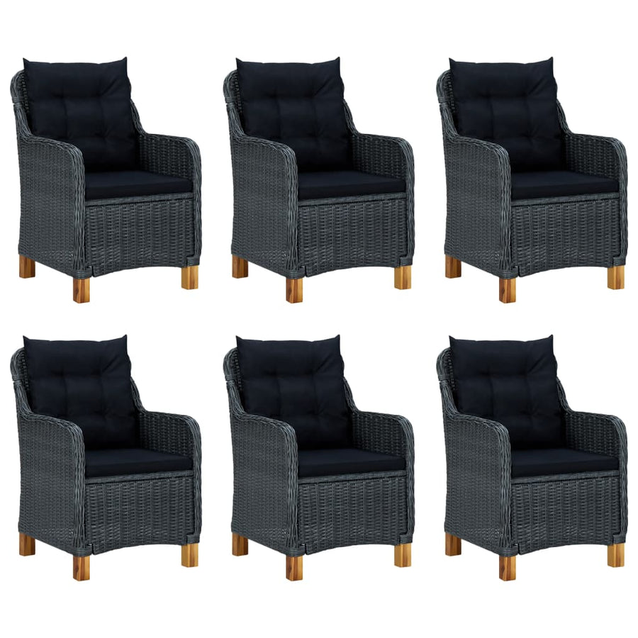-Delige Tuinset Met Kussens Poly Rattan Ja Donkergrijs en bruin