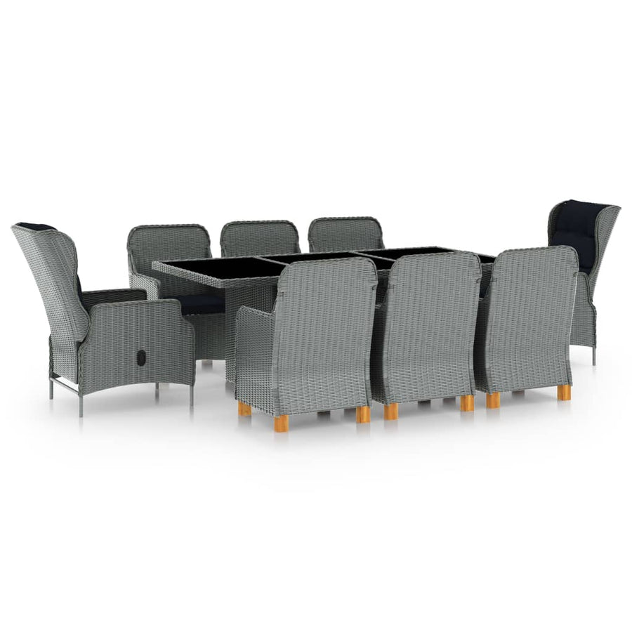 Tuinset Met Kussens Poly Rattan Lichtgrijs Nee light grey and black