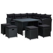 Loungeset 6-delig poly rattan zwart