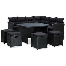 -Delige Loungeset Met Kussens Poly Rattan Zwart