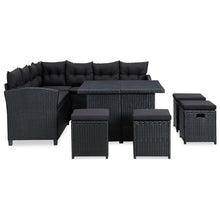-Delige Loungeset Met Kussens Poly Rattan Zwart