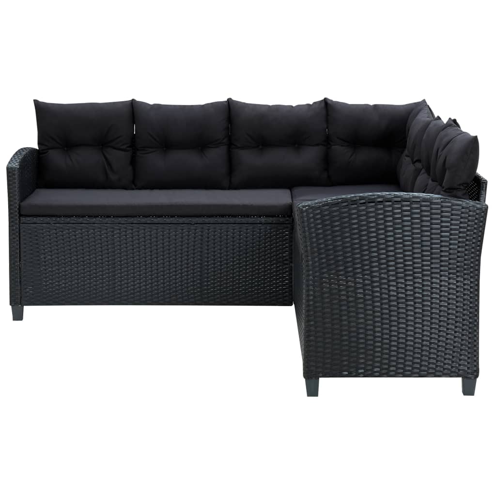 -Delige Loungeset Met Kussens Poly Rattan Zwart