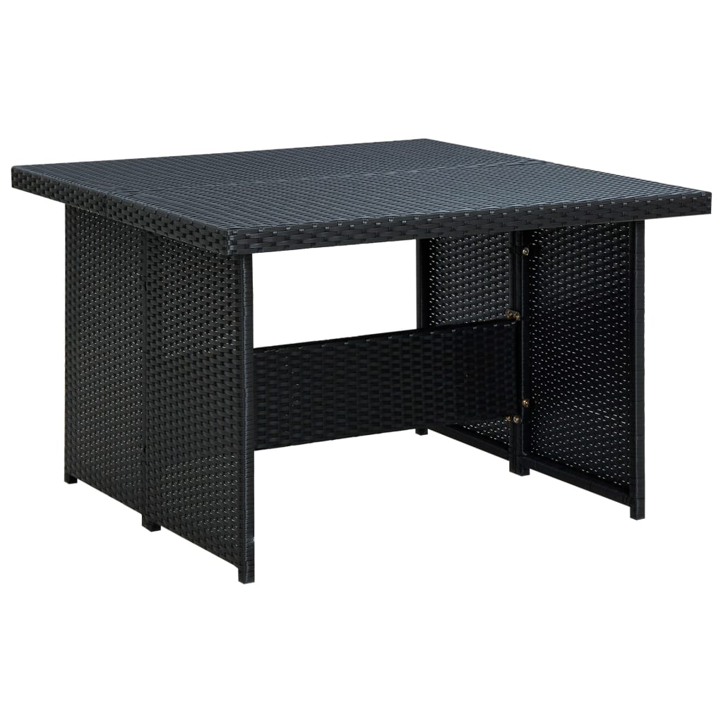 -Delige Loungeset Met Kussens Poly Rattan Zwart