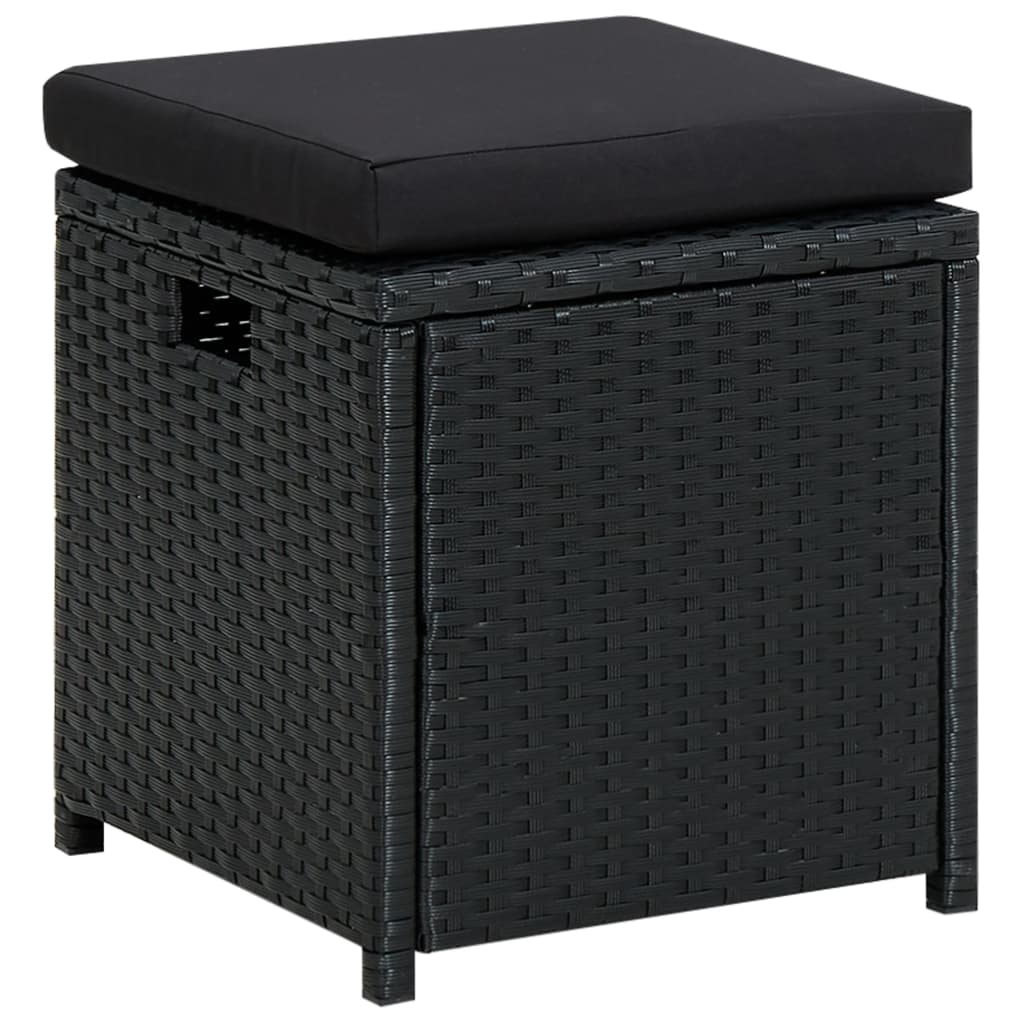 -Delige Loungeset Met Kussens Poly Rattan Zwart