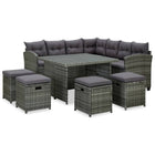 -Delige Loungeset Met Kussens Poly Rattan Grijs