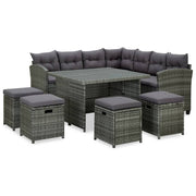 Loungeset 6-delig poly rattan grijs
