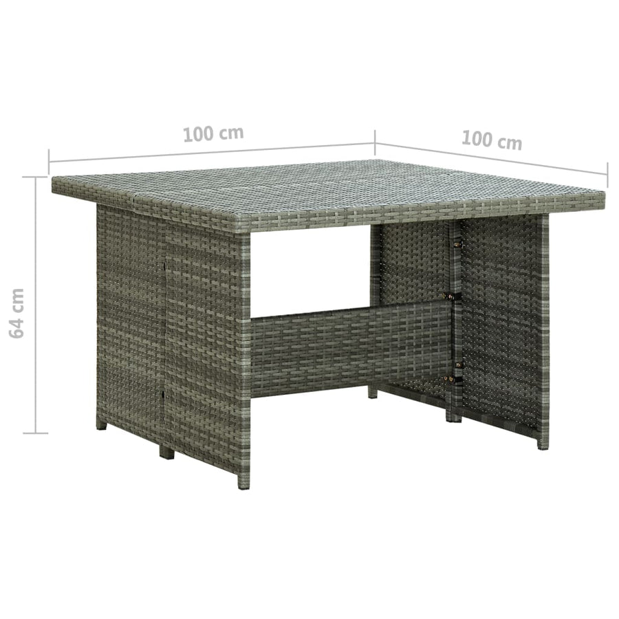 -Delige Loungeset Met Kussens Poly Rattan Grijs
