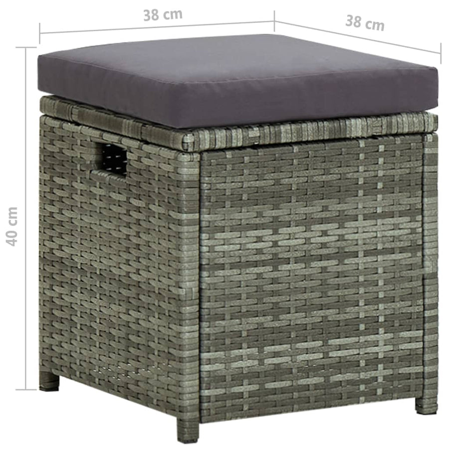 -Delige Loungeset Met Kussens Poly Rattan Grijs