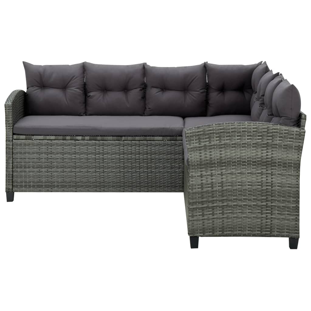 -Delige Loungeset Met Kussens Poly Rattan Grijs