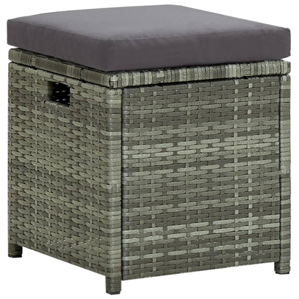 -Delige Loungeset Met Kussens Poly Rattan Grijs