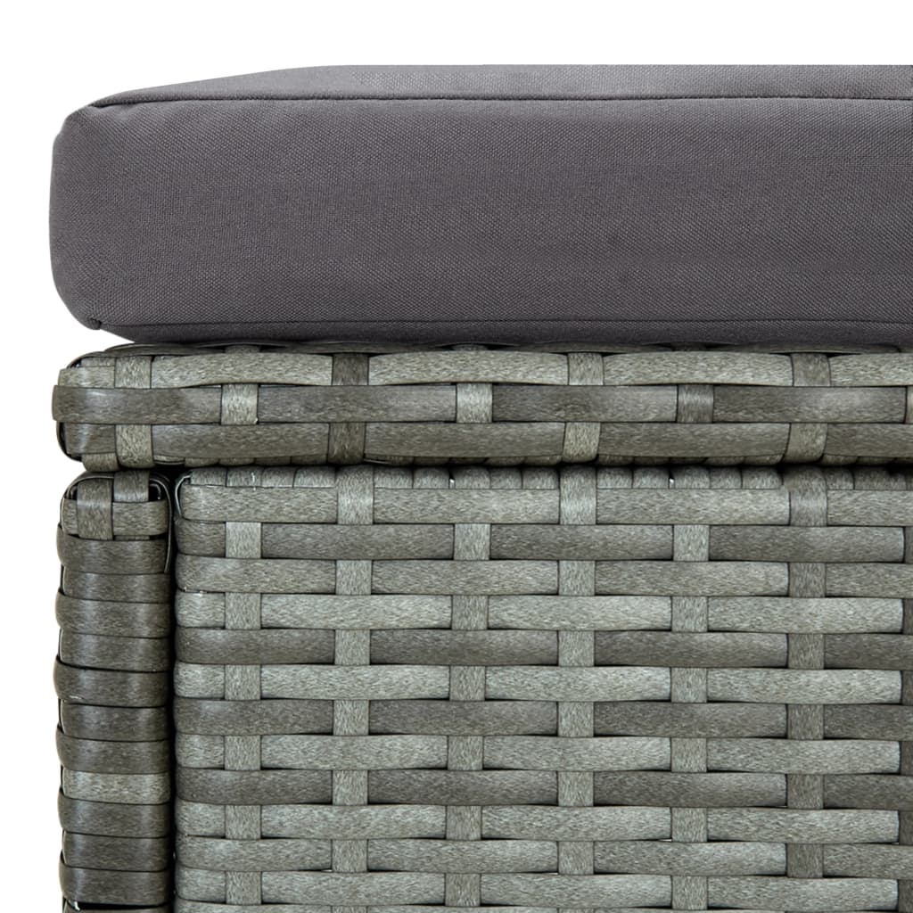 -Delige Loungeset Met Kussens Poly Rattan Grijs