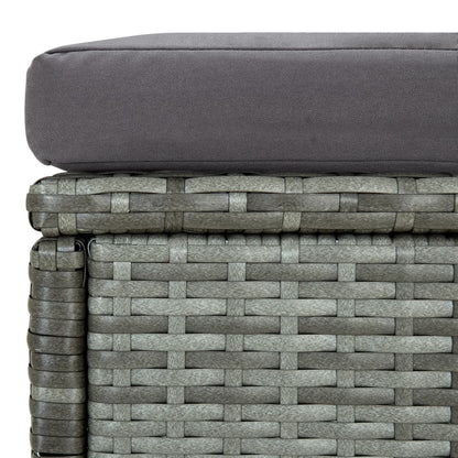 -Delige Loungeset Met Kussens Poly Rattan Grijs