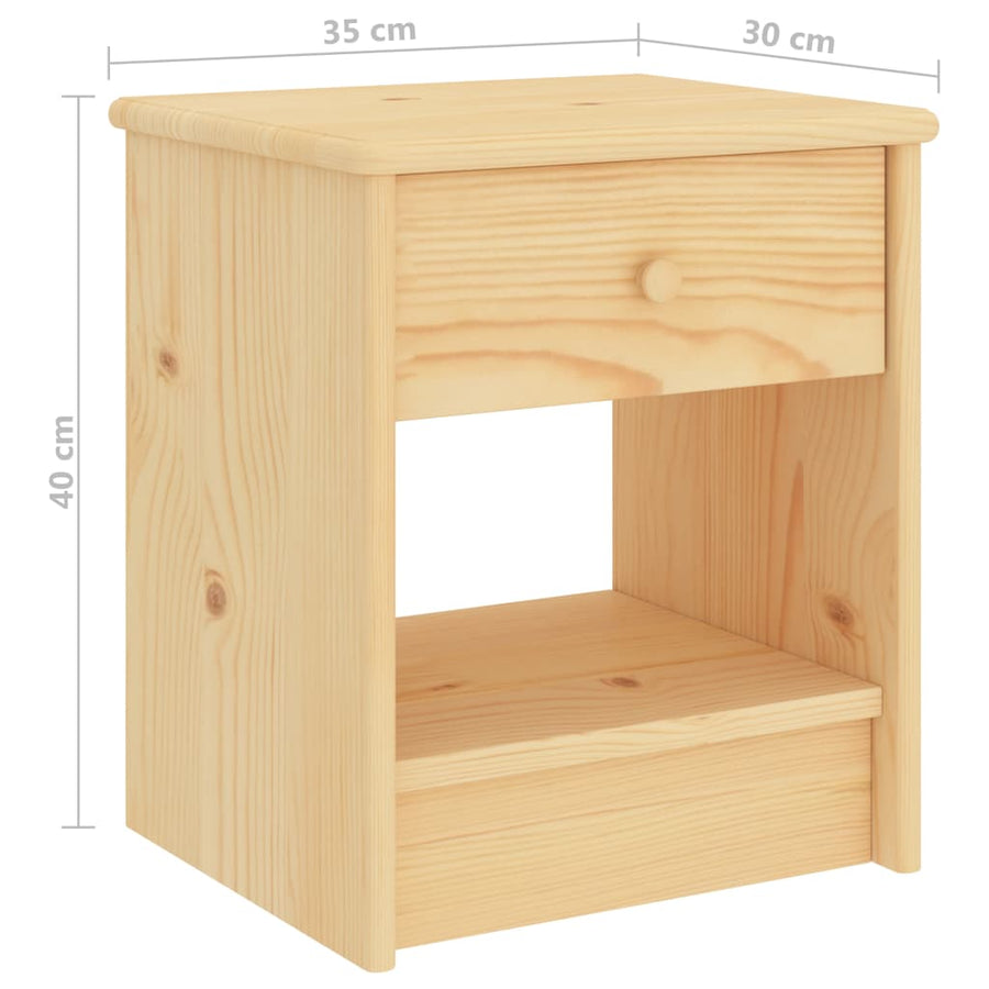 Nachtkastje 35X30X40 Cm Massief Grenenhout Naturel 1 Lichthout