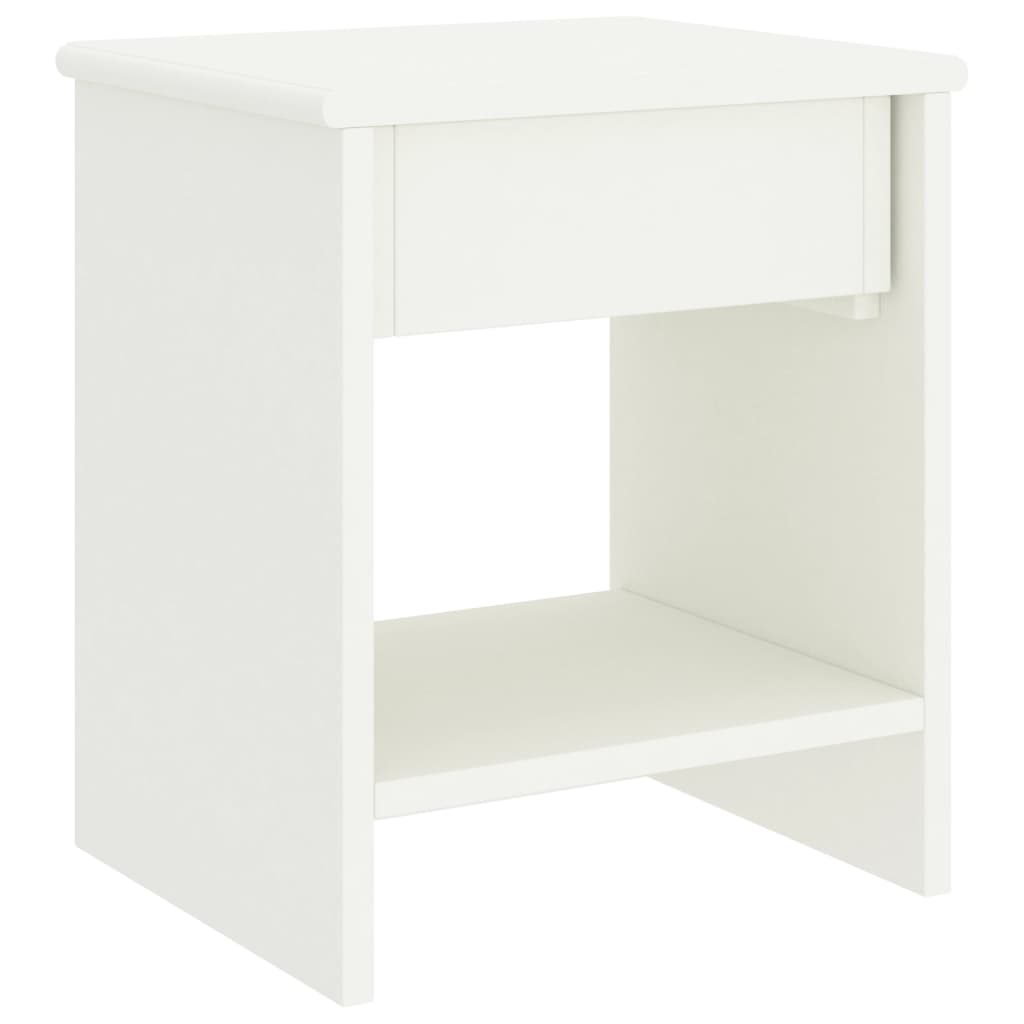 Nachtkastje 35X30X40 Cm Massief Grenenhout 1 Wit