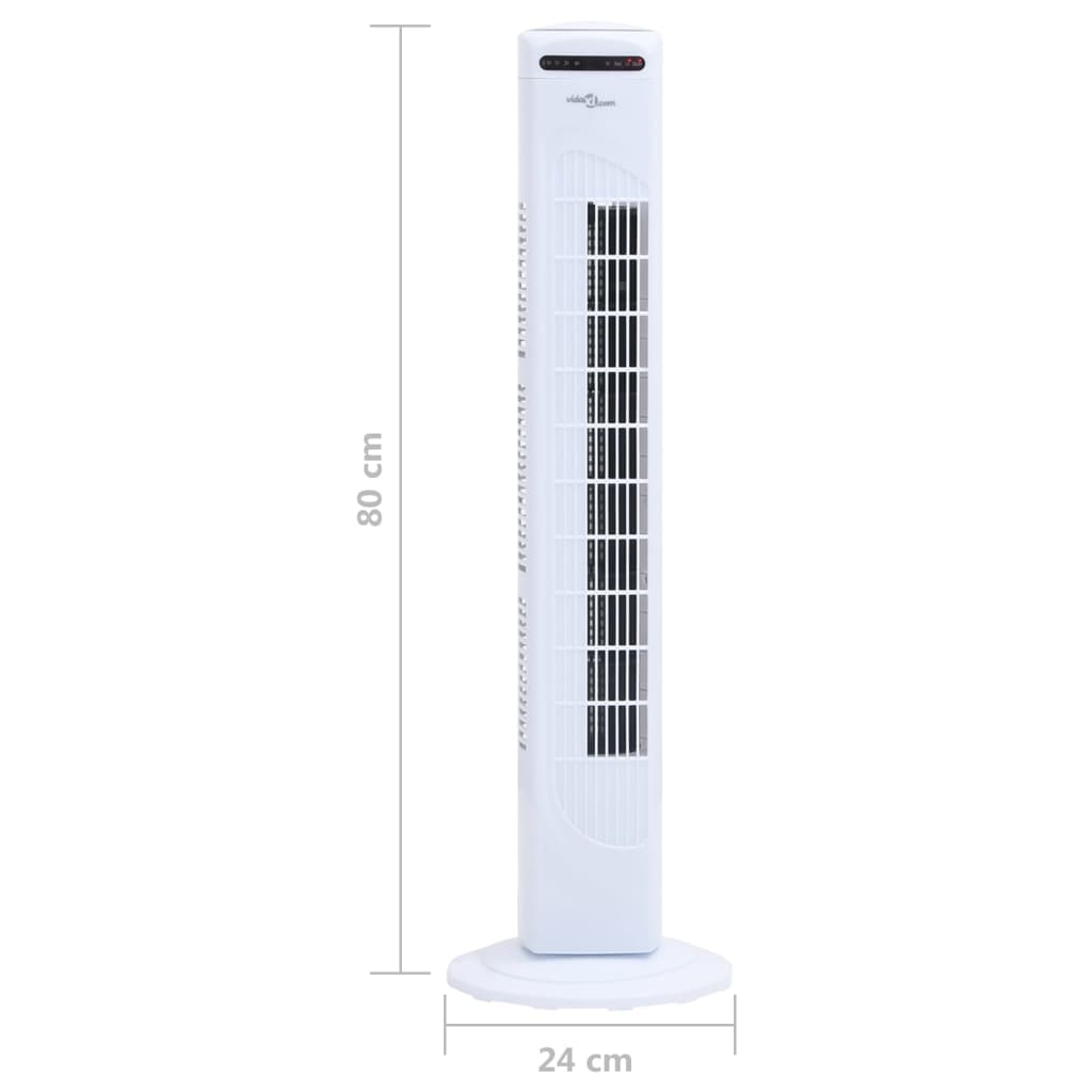 Torenventilator met afstandsbediening en timer ø24x80 cm wit