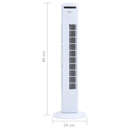 Torenventilator met afstandsbediening en timer ø24x80 cm wit
