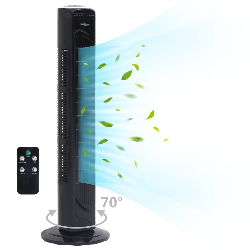 Torenventilator met afstandsbediening en timer ø24x80 cm zwart