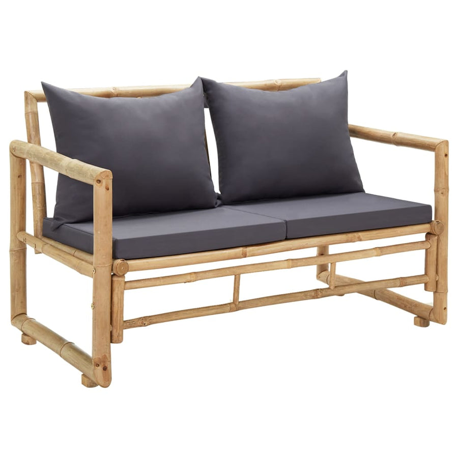 Tuinbank Met Kussens 5 Cm Bamboe Grijs