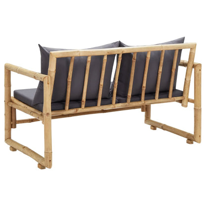 Tuinbank Met Kussens 5 Cm Bamboe Grijs
