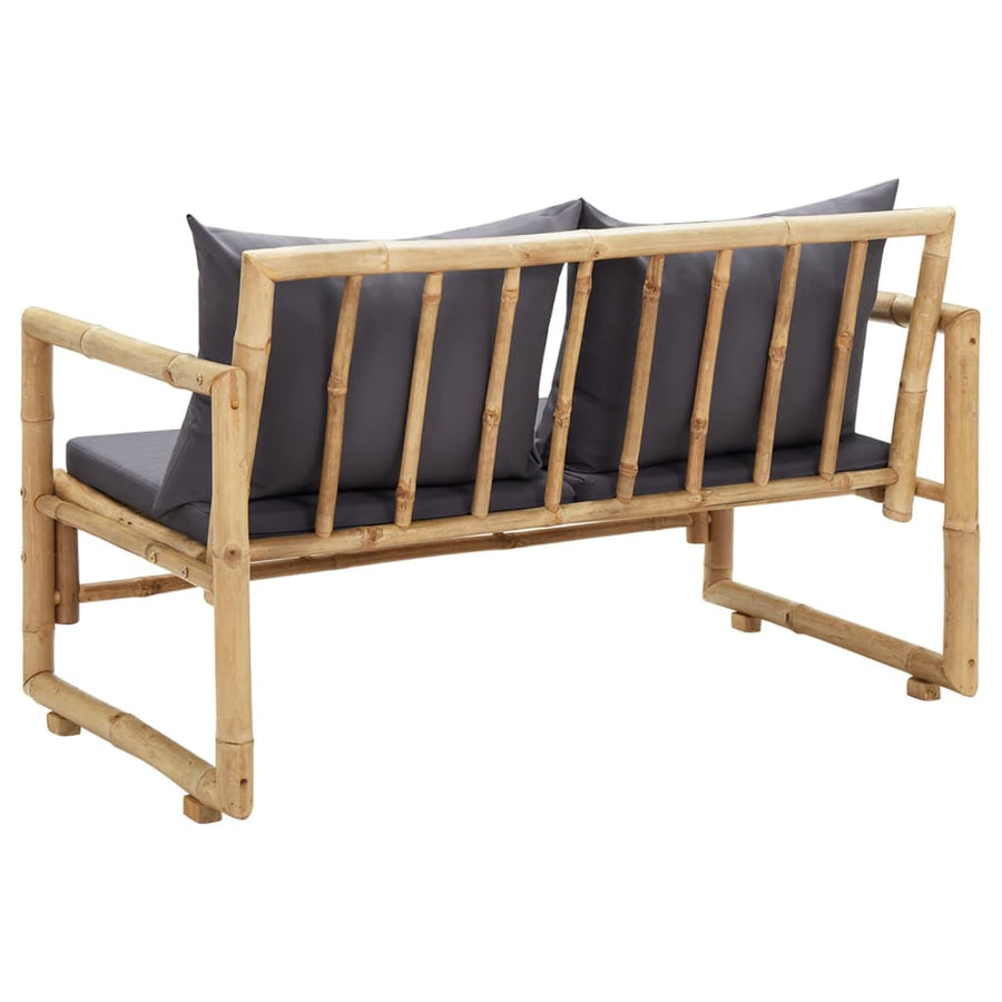 Tuinbank Met Kussens 5 Cm Bamboe Grijs