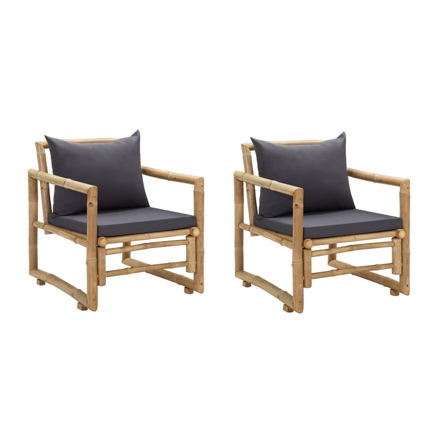 Tuinstoelen Met Kussens Bamboe Grijs