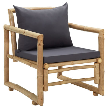 Tuinstoelen Met Kussens Bamboe Grijs