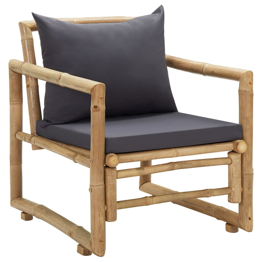 Tuinstoelen Met Kussens Bamboe Grijs
