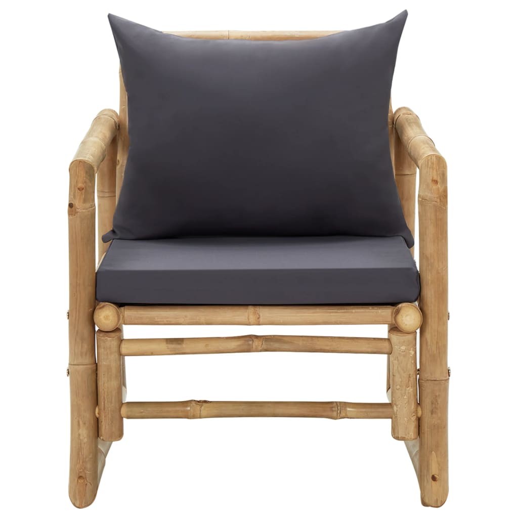 Tuinstoelen Met Kussens Bamboe Grijs