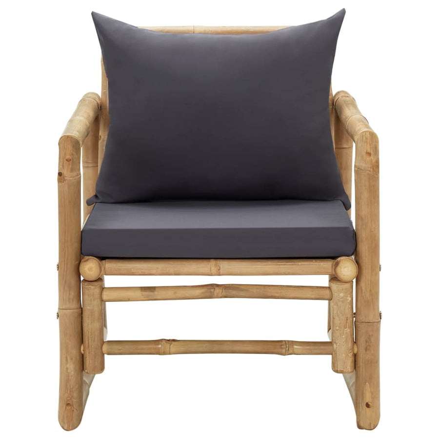 Tuinstoelen Met Kussens Bamboe Grijs