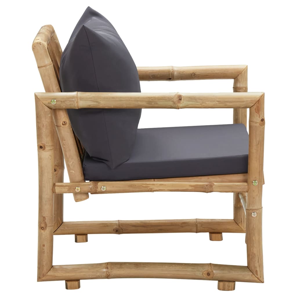 Tuinstoelen Met Kussens Bamboe Grijs