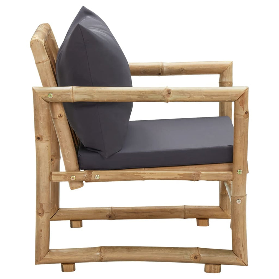 Tuinstoelen Met Kussens Bamboe Grijs