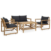 Loungeset 4-delig bamboe met kussens