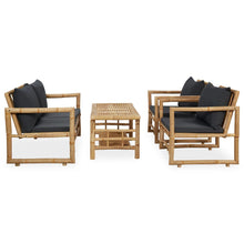-Delige Loungeset Met Kussens Bamboe Grijs