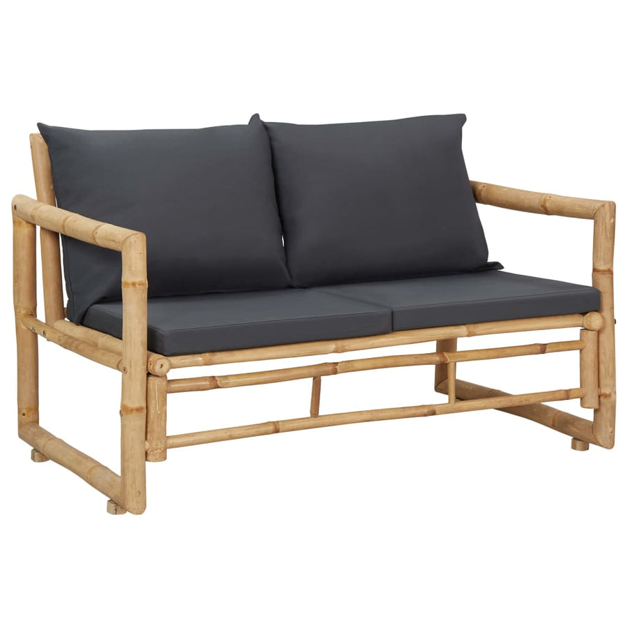-Delige Loungeset Met Kussens Bamboe Grijs