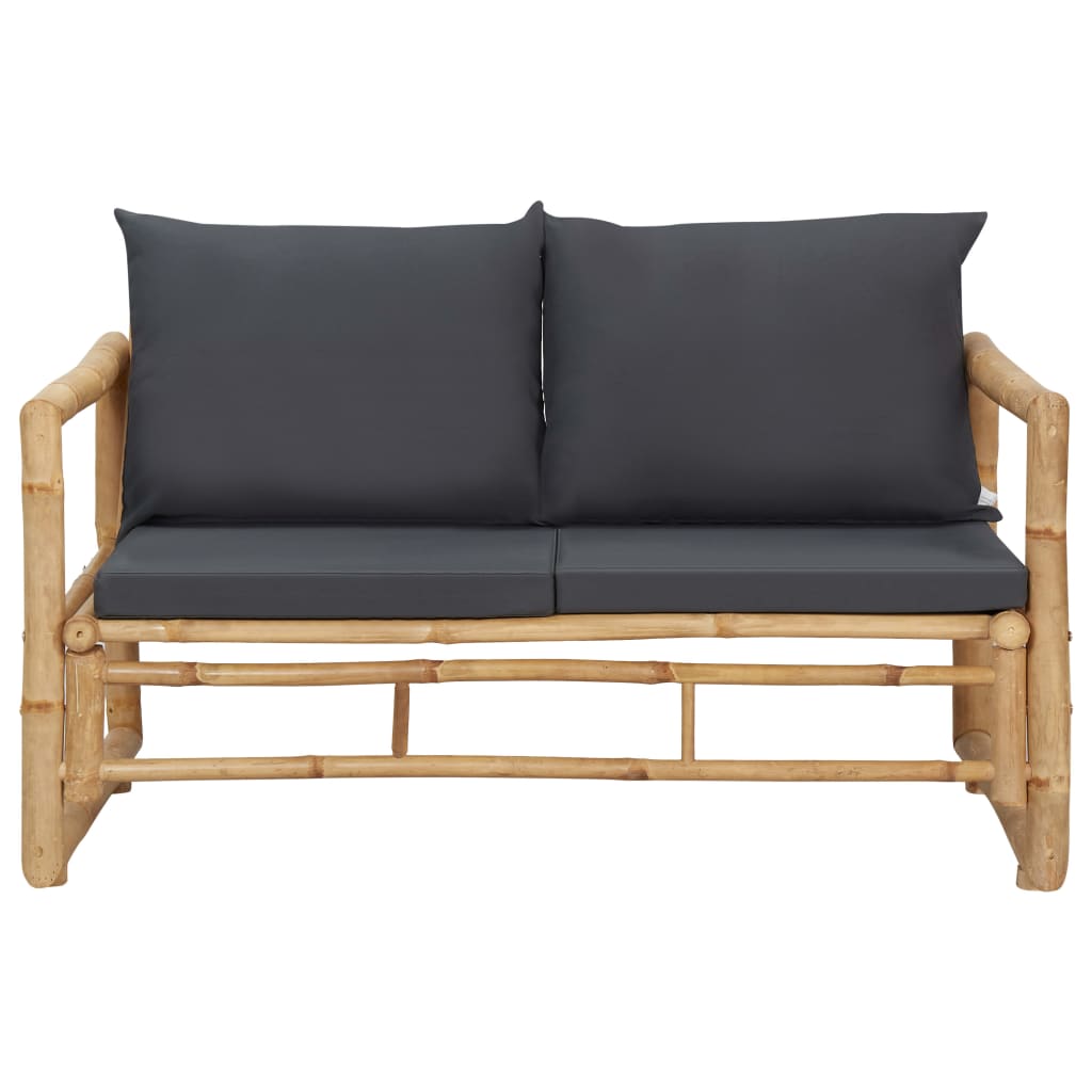 -Delige Loungeset Met Kussens Bamboe Grijs