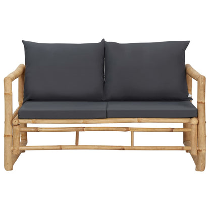 -Delige Loungeset Met Kussens Bamboe Grijs