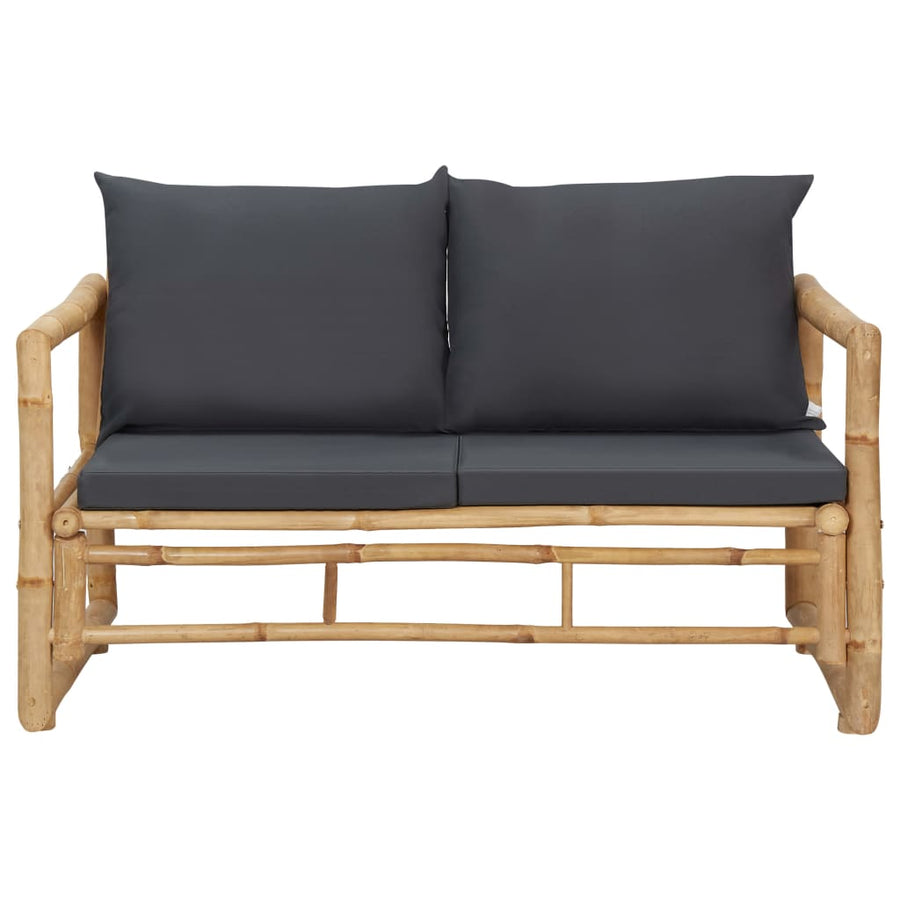 -Delige Loungeset Met Kussens Bamboe Grijs