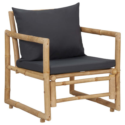 -Delige Loungeset Met Kussens Bamboe Grijs