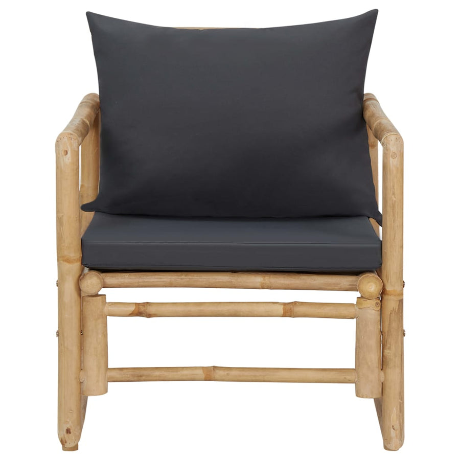-Delige Loungeset Met Kussens Bamboe Grijs