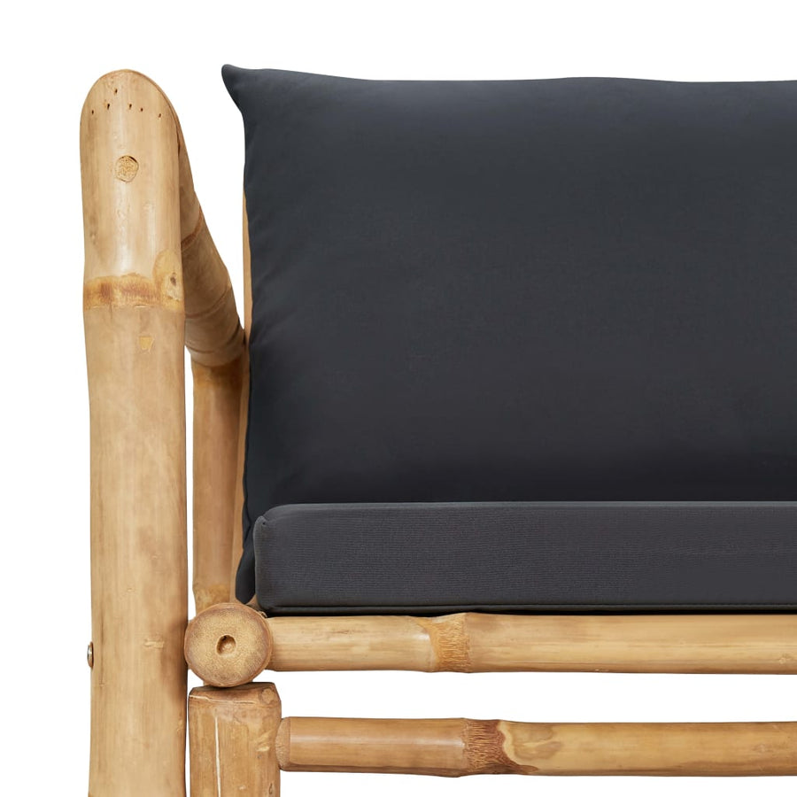 -Delige Loungeset Met Kussens Bamboe Grijs