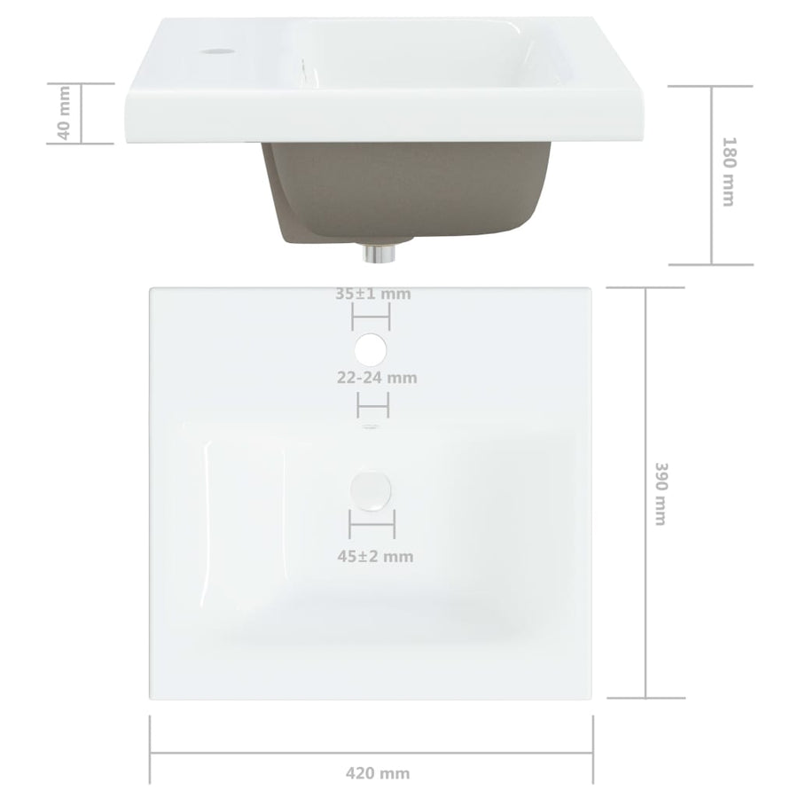 Inbouwwastafel Met Kraan 42X39X18 Cm Keramiek Wit